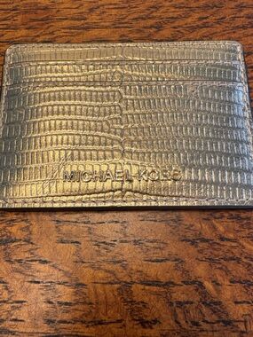 Michael Kors Jet Set Metallic Lizard Embossed Leather Card Holder